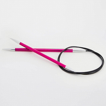 47211 Knit Pro Спицы круговые для вязания Zing 5мм/150см, алюминий, рубиновый