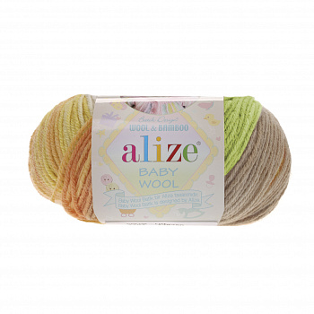 Пряжа для вязания Ализе Baby Wool Batik (20% бамбук, 40% шерсть, 40% акрил) 10х50г/175м цв.5559