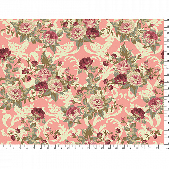 Ткань для пэчворка PEPPY Викторианские Розы 146 г/м² 100% хлопок цв.ВР-17 розовый уп.50х55 см