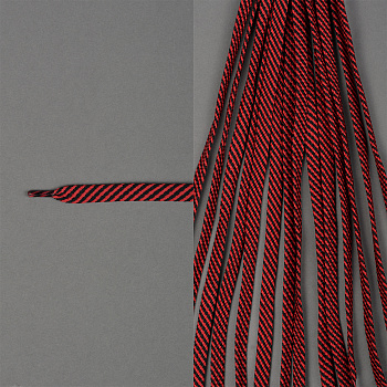Шнурки плоские 9 мм 7с859 длина 100 см, компл.2шт, цв. черный с красным узкая полоска