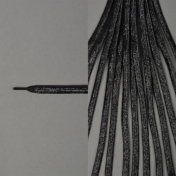 Шнурки плоские 10мм металлизированые дл.100см цв. черный МХ-320S (10 компл)