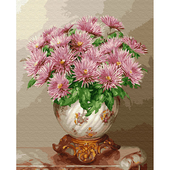 Картины по номерам Molly арт.KH0675 Бузин. Розовые астры (29 цветов) 40х50 см