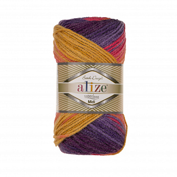 Пряжа для вязания Ализе Superlana Midi Batik (25% шерсть, 75% акрил) 5х100г/170м цв.6834