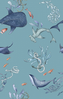 Ткань для пэчворка PEPPY Морские Глубины 135 г/м² 100% хлопок цв.МГ- 08 голубой уп.50х50 см