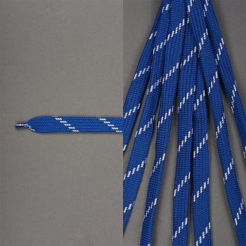 Шнурки плоские 14мм классическое плетение дл.100 см синие-белые точки (10 компл)