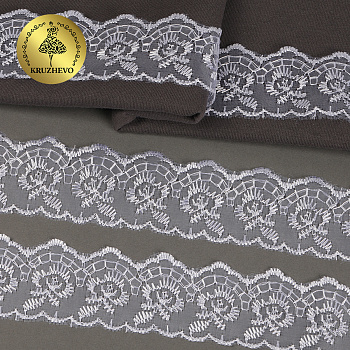 Кружево капрон KRUZHEVO арт.TBS.30010 шир.45мм цв.001 белый уп.9,14м