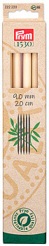 222220 PRYM Спицы чулочные для вязания Prym 1530 9мм 20см, бамбук, натуральный, уп.5шт