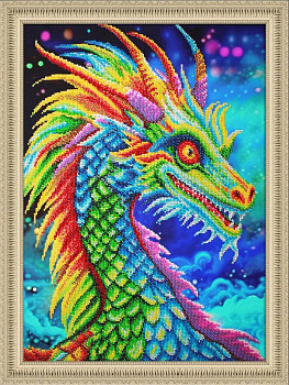 Набор для вышивания бисером ПАУТИНКА арт.Б-1520 Яркий дракон 30х40 см