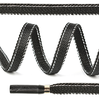 Шнурки TBY декоративные плоские 08мм 130см арт.SLF027 цв.черный/серебро уп.10шт