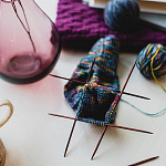 25113 Knit Pro Спицы чулочные для вязания Cubics 4,5мм /20см дерево, коричневый, 5шт