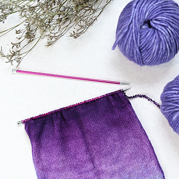 47309 Knit Pro Спицы прямые для вязания Zing 12мм/35см, алюминий, фиолетовый бархат, 2шт