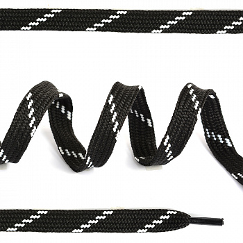 Шнурки плоские 10мм турецкое плетение дл.100см цв. черно-белый точки (25 компл)
