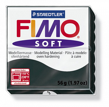 FIMO Soft полимерная глина, запекаемая в печке, уп. 56г цв.чёрный арт.8020-9