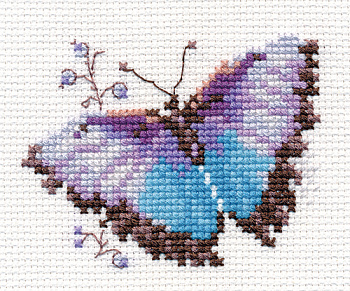 Набор для вышивания АЛИСА арт.0-149 Яркие бабочки. Голубая 8х6 см