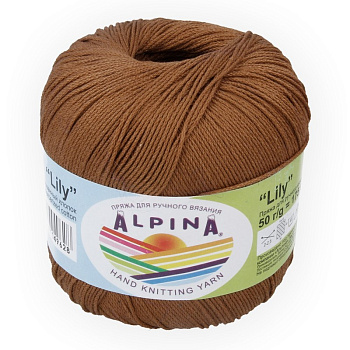 Пряжа ALPINA LILY (100% мерсеризованный хлопок) 10х50 г/175 м цв.037 св.коричневый