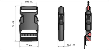 Фастекс 50мм FH50 цв.черный нагрузка 100 кг уп.50 шт