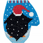 Набор для вышивания KLART арт. 8-367 Варежка с пингвином 7,5х8,5 см
