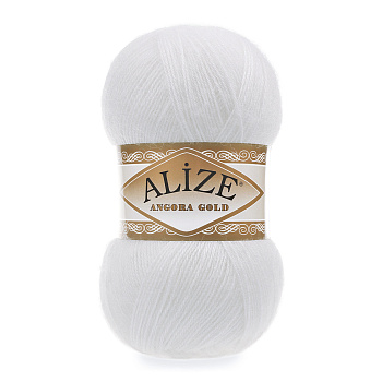 Пряжа для вязания Ализе Angora Gold (20% шерсть, 80% акрил) 5х100г/550м цв.055 белый