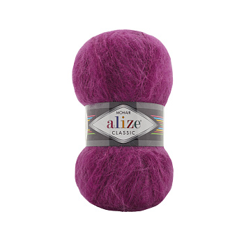 Пряжа для вязания Ализе Mohair classic (25% мохер, 24% шерсть, 51% акрил) 5х100г/200м цв.209 фуксия