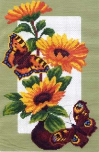 Набор для вышивания МАТРЕНИН ПОСАД арт.28х37 - 0473/Н Подсолнухи и бабочки