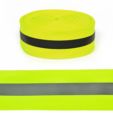 Стропа светоотражающая TBY отр.R200-280 шир.50мм арт.SV.ST50y цв.неон-лимон уп.50м