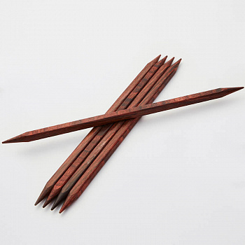 25116 Knit Pro Спицы чулочные для вязания Cubics 6мм /20см дерево, коричневый, 5шт