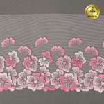 Кружево вышивка на сетке KRUZHEVO арт.TBY.OG87 шир.200мм цв.розовый, правая уп.7м