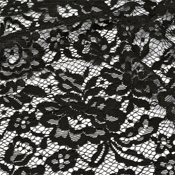 Кружевная ткань (гипюр) с кордом арт.TBY.LN-3002 шир.145см 130 г/м² цв.черный уп.22,86м