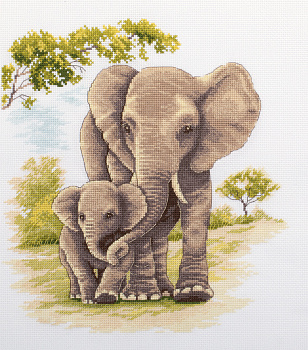 Набор для вышивания PANNA арт. J-7208 Мать и дитя. Слоны 29х25,5 см