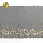 Кружево вышивка на сетке KRUZHEVO арт.TBY.T100 шир.220мм цв.черный+золото,левая уп.4,3м