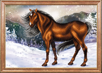 Рисунок на ткани МАГИЯ КАНВЫ арт.КС061 Конь на снегу 39х27 см
