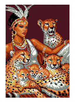 Рисунок на канве МАТРЕНИН ПОСАД арт.37х49 - 0423 Девушка с гепардами