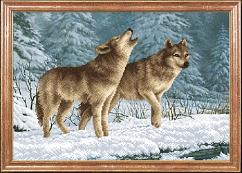 Рисунок на ткани МАГИЯ КАНВЫ арт.КС039 Волки на снегу 39х27 см