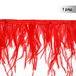 Перья на ленте Страус TBY арт.15-055 шир.15см цв. красный уп.2м