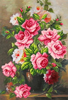 Набор для вышивания бисером МАТРЕНИН ПОСАД арт.37х49 - 0068/Б Розовая элегия