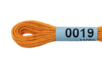 Нитки для вышивания Gamma мулине (0001-0206) 100% хлопок 24 x 8 м цв.0019 св.оранжевый