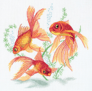 Набор для вышивания PANNA арт. R-7141 Золотые рыбки 24х22,5 см