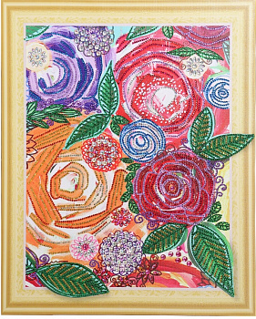 Набор Колор Кит картина алмазная с фигурными стразами арт.КК.FKA005 Винтажные цветы 40х50
