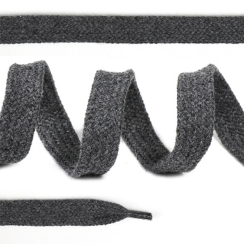 Шнурки плоские х/б 12мм 150см цв.030 т.серый (10 комп)