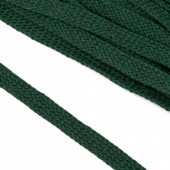 Шнур плоский х/б 12мм турецкое плетение цв.019 т.зелёный уп.25 м