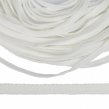 Шнур плоский полиэфир 12 мм турецкое плетение цв.белый уп.25 м