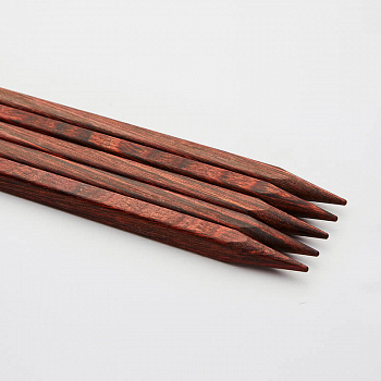 25112 Knit Pro Спицы чулочные для вязания Cubics 4мм/ 20см дерево, коричневый, 5шт