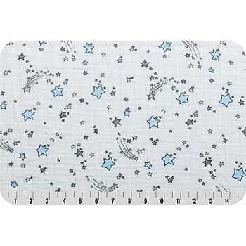 Ткань для пэчворка PEPPY Embrace (марлевка) 120 г/м² 100% хлопок цв.emshooting star baby blue уп.100х125 см