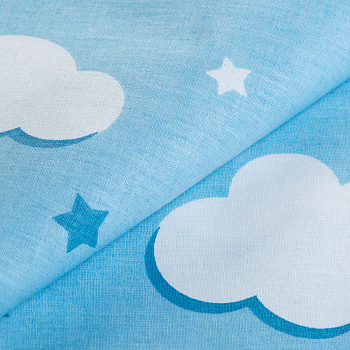 Ткань ранфорс Облака, арт.WH 2813-v04, 130г/м²,100% хлопок, шир.240см, цв.голубой, уп.10м