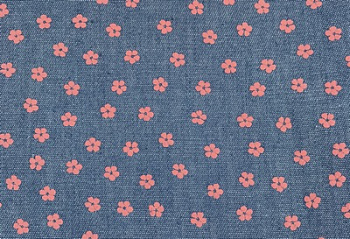 Ткань джинс FD Цветок-1 КЛ.25884 (40%п/э, 60%х/б) 48х50см цв.син/розовый