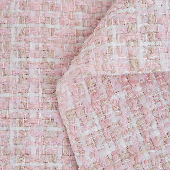 Ткань Твид Шанель 420 г кв.м 100% полиэстер шир.148 см арт.Р.36583.01 цв.01 розовый уп.25м (±5м)