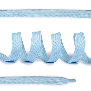 Шнурки плоские 14мм классическое плетение дл.100 см голубые-белые точки (10 компл)