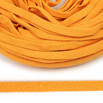 Шнур плоский х/б 10мм турецкое плетение цв.007 апельсин уп.50 м
