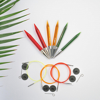 50617 Knit Pro Набор Chunky Set съемных спиц для вязания Trendz 3 вида спиц в наборе 9,10,12 мм тросик 60,80,100см