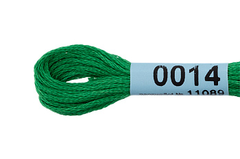 Нитки для вышивания Gamma мулине (0001-0206) 100% хлопок 24 x 8 м цв.0014 ярк.зеленый